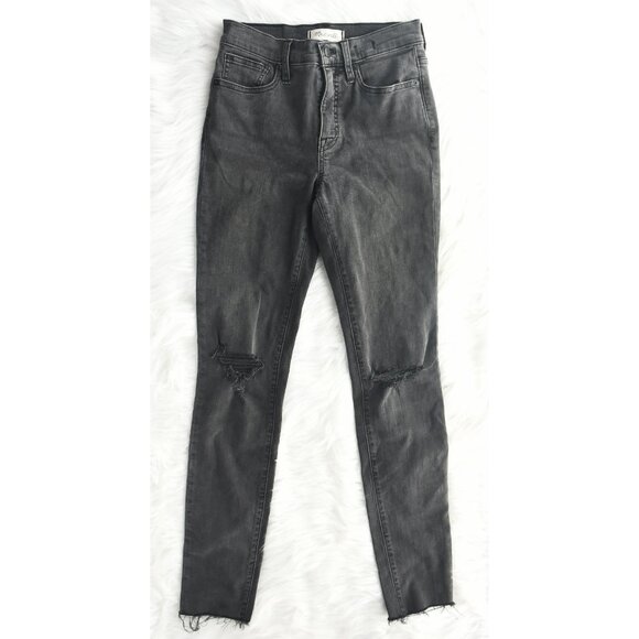 Madewell 9" Mid-rise Skinny Frayed Hem Dark Charcoal Gray Size 26 - Picture 4 of 9